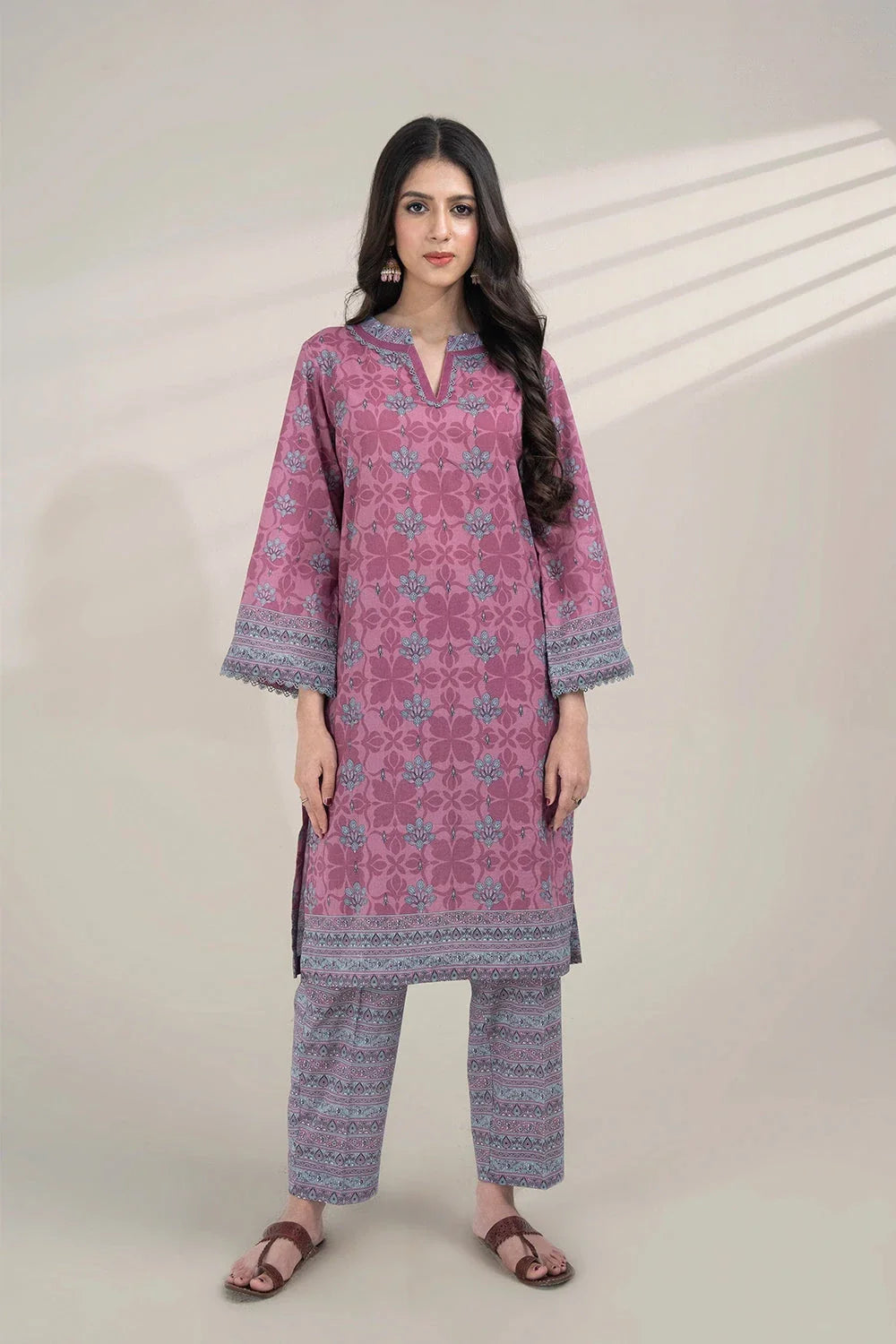 2PC Unstitched Printed Lawn Shirt and Trouser KST-3255 Printed KHAS STORES 