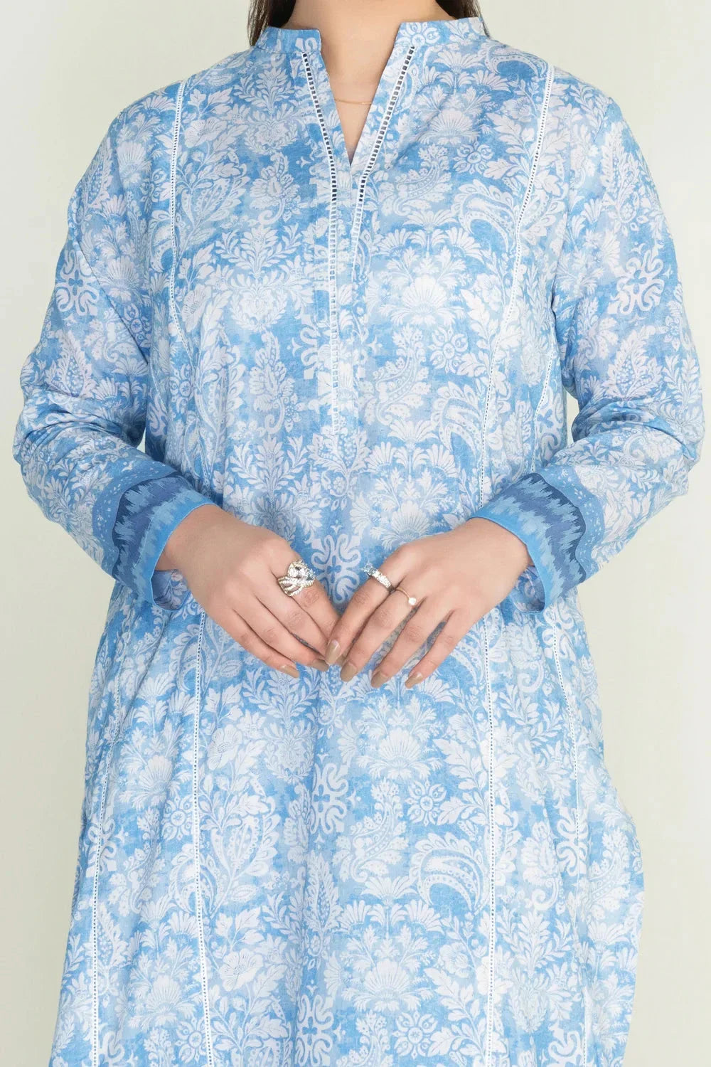 2PC Unstitched Printed Lawn Shirt and Trouser KST-3461 Printed KHAS STORES 