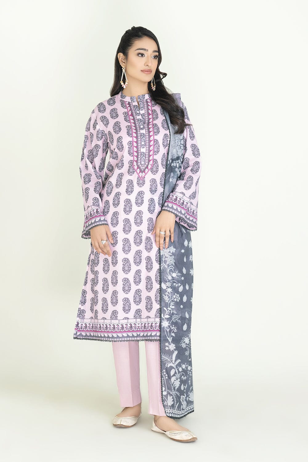 2PC Unstitched Printed Lawn Shirt & Dupatta | KSD-3814 Printed KHAS STORES 