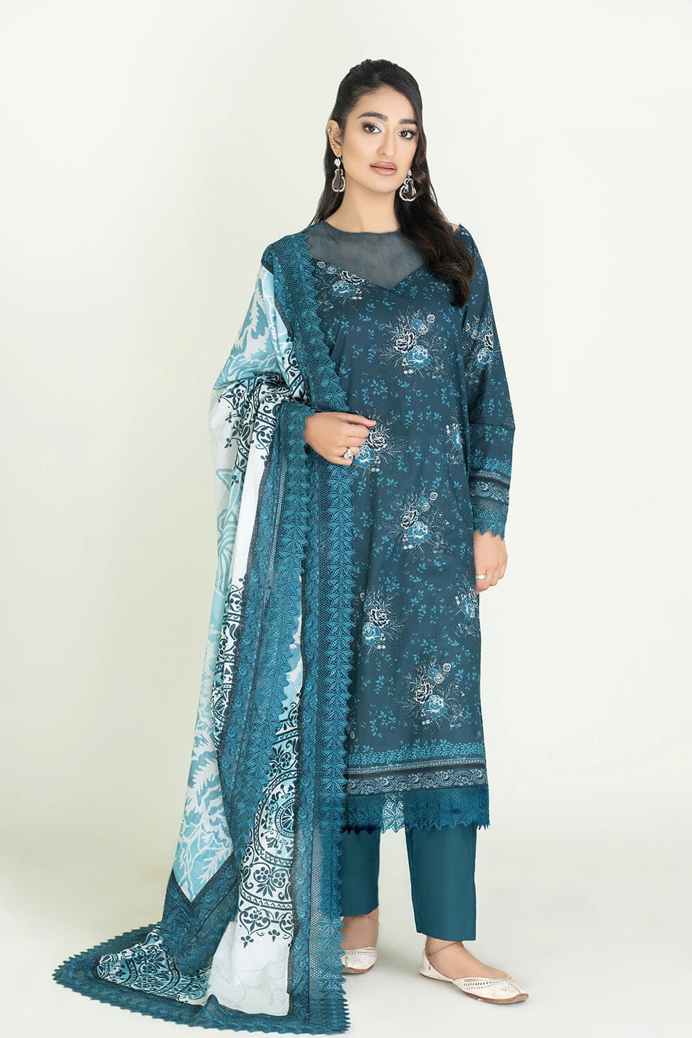 2PC Unstitched Printed Lawn Shirt & Dupatta | KSD-3815 Printed KHAS STORES 