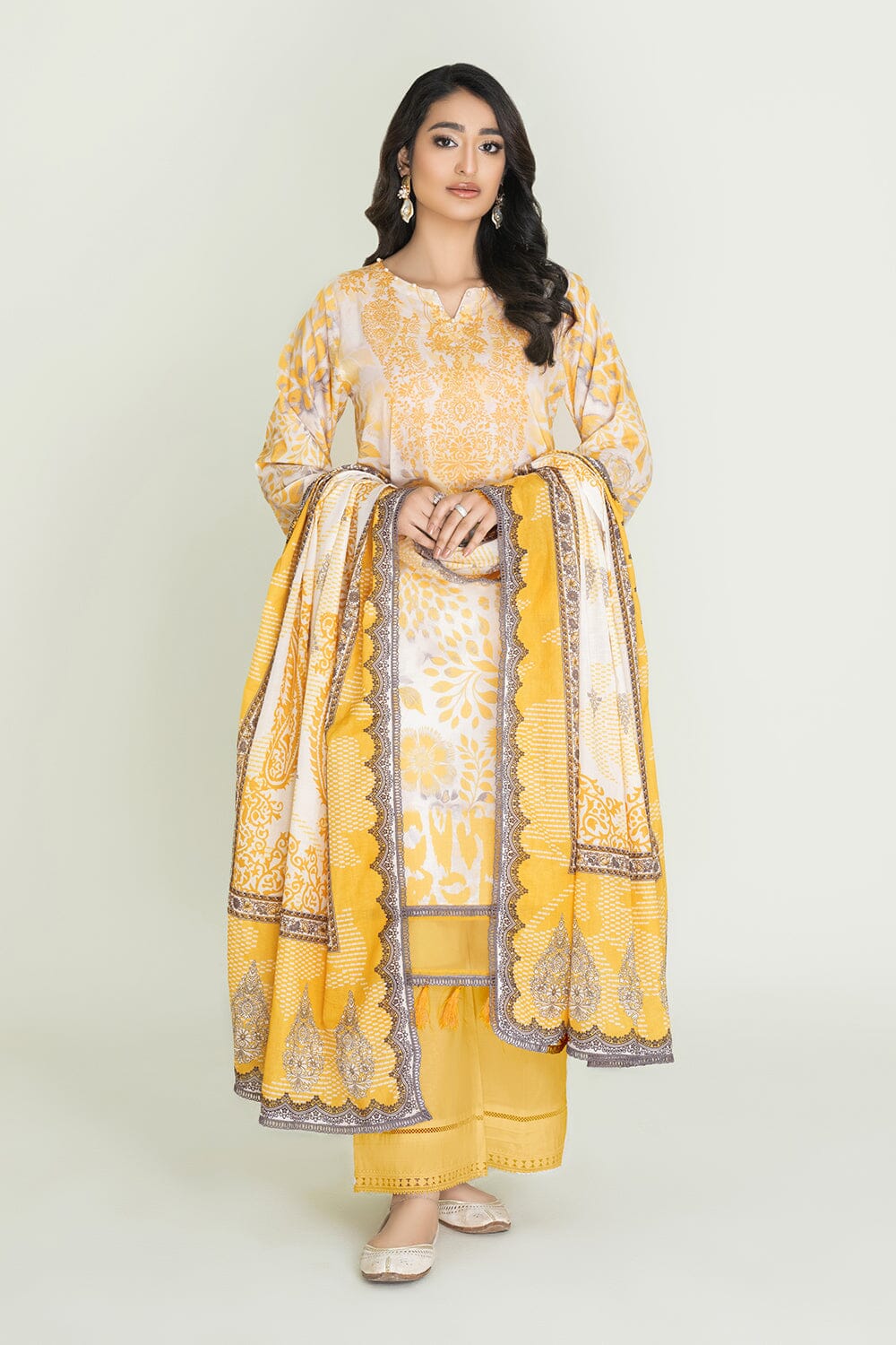 2PC Unstitched Printed Lawn Shirt & Dupatta | KSD-3817 Printed KHAS STORES 