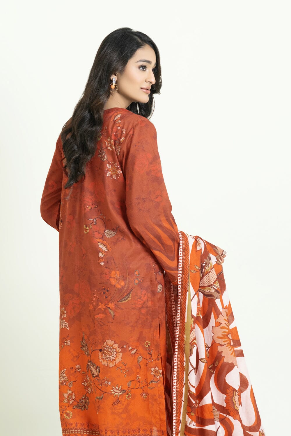 2PC Unstitched Printed Lawn Shirt & Dupatta | KSD-3818 Printed KHAS STORES 