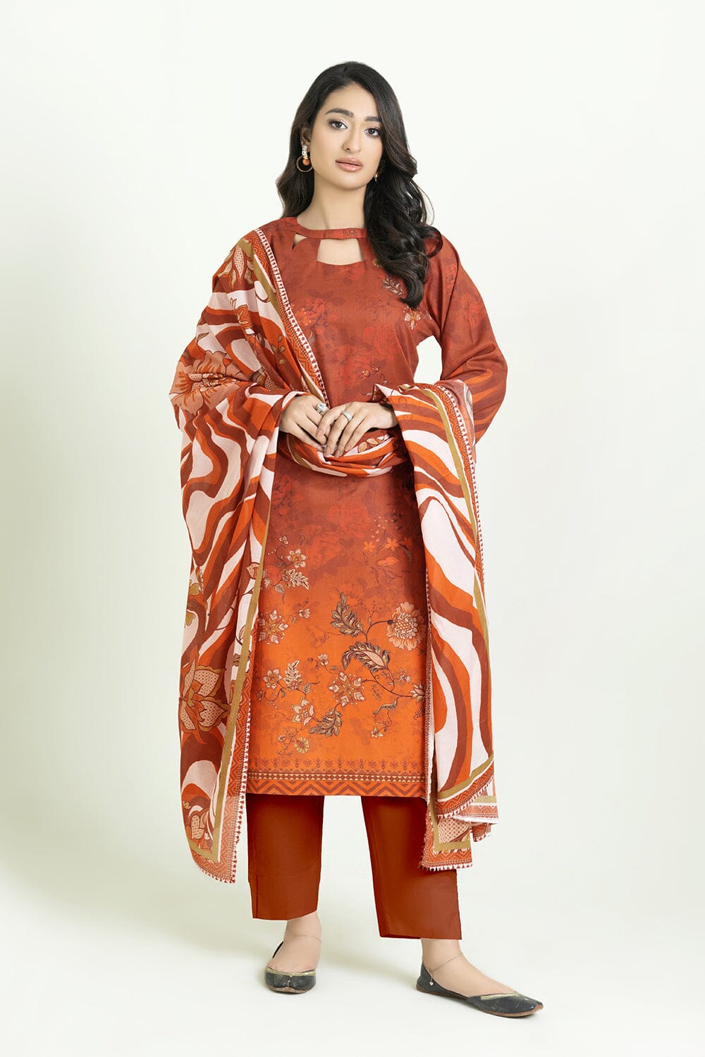 2PC Unstitched Printed Lawn Shirt & Dupatta | KSD-3818 Printed KHAS STORES 