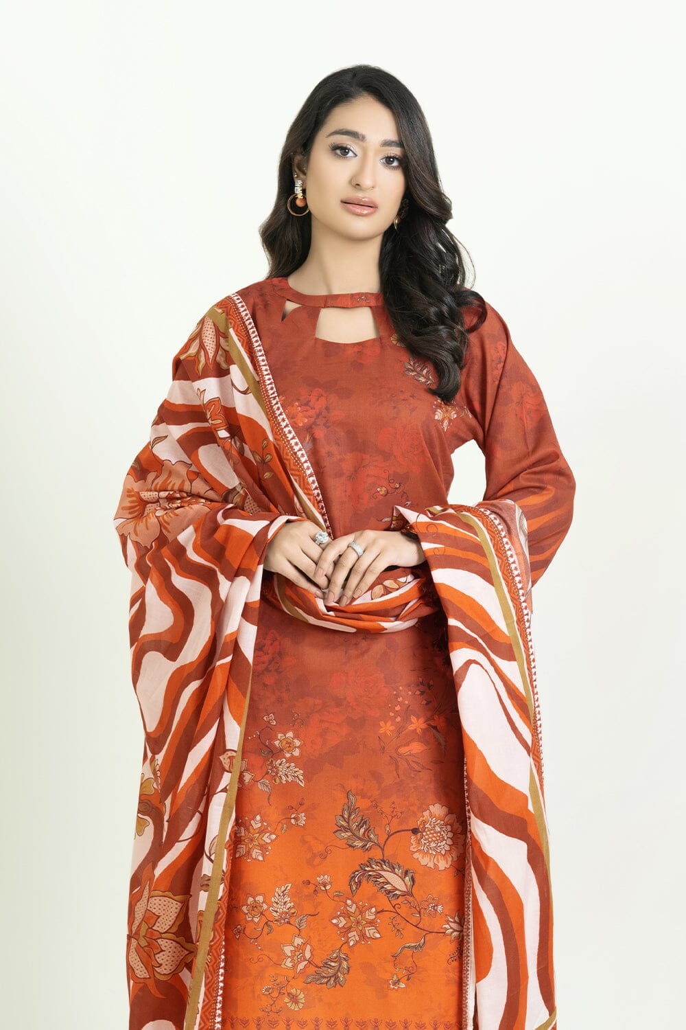 2PC Unstitched Printed Lawn Shirt & Dupatta | KSD-3818 Printed KHAS STORES 