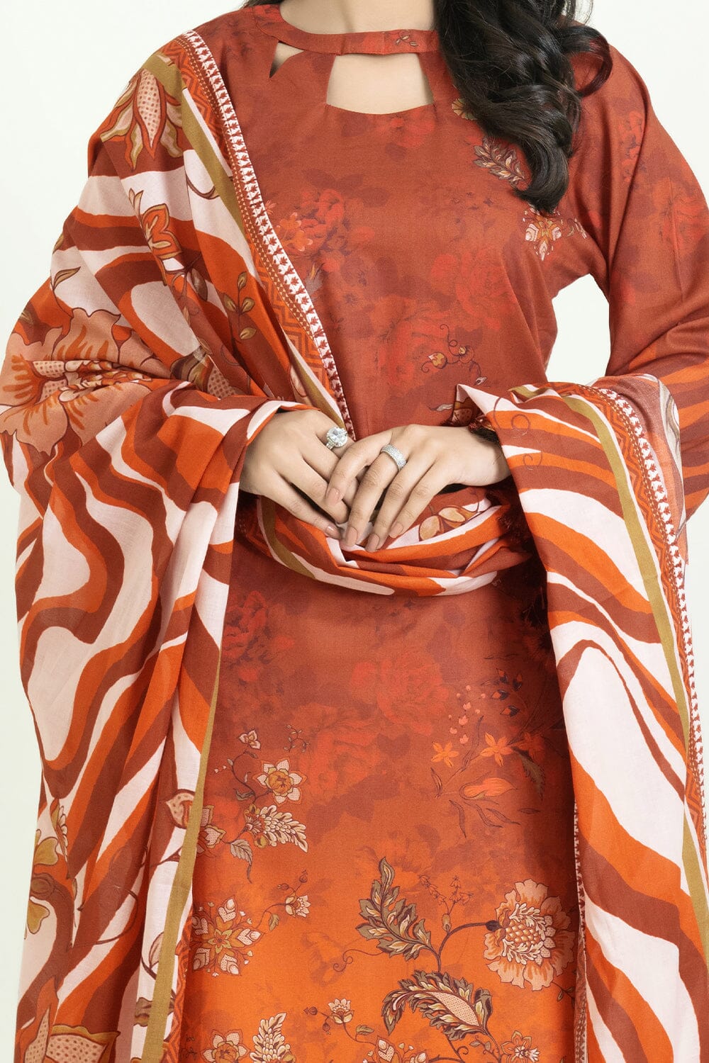 2PC Unstitched Printed Lawn Shirt & Dupatta | KSD-3818 Printed KHAS STORES 