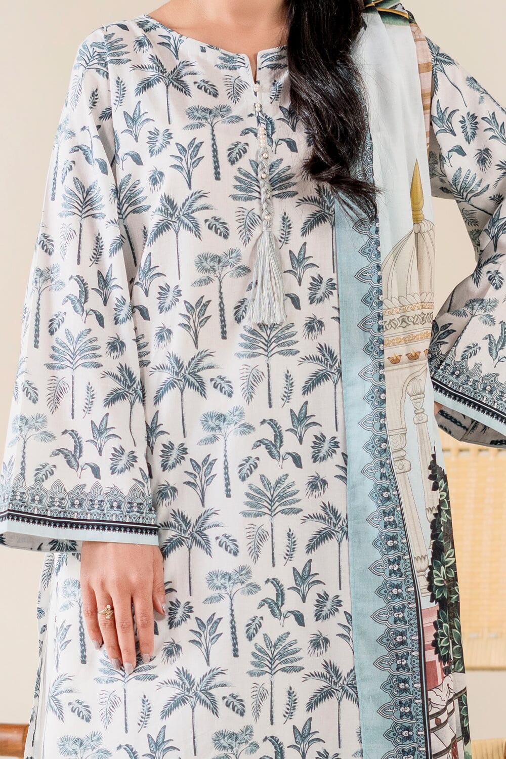 2PC Unstitched Printed Lawn Shirt & Dupatta | KSD-3821 Printed KHAS STORES 