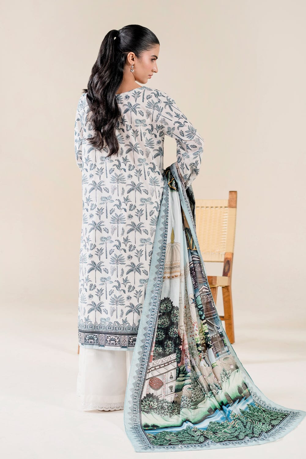 2PC Unstitched Printed Lawn Shirt & Dupatta | KSD-3821 Printed KHAS STORES 