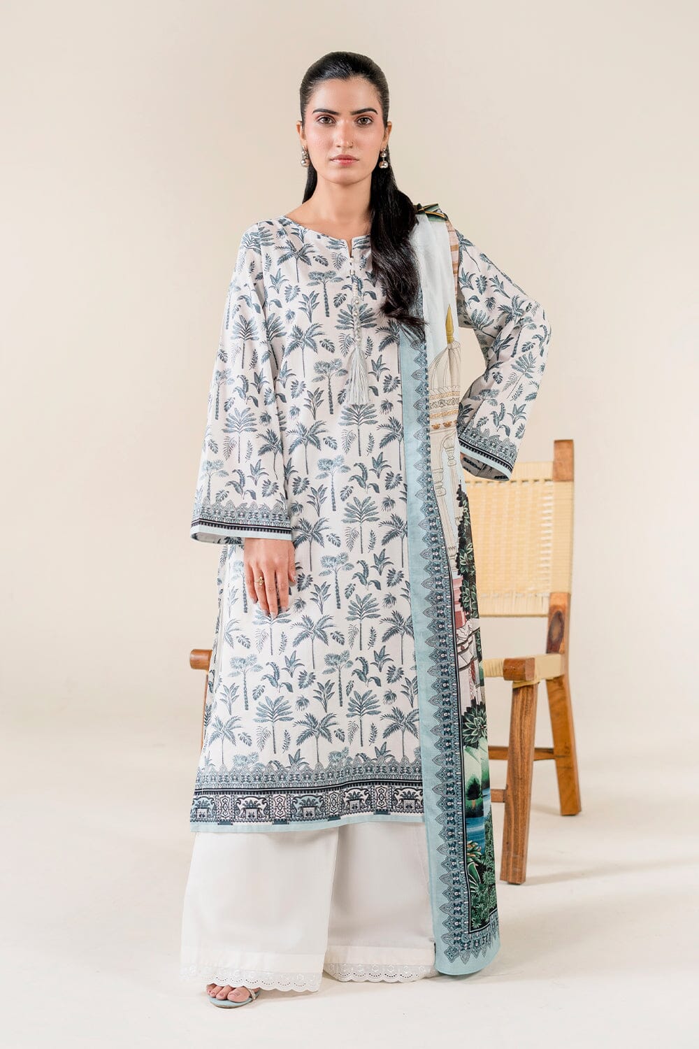 2PC Unstitched Printed Lawn Shirt & Dupatta | KSD-3821 Printed KHAS STORES 