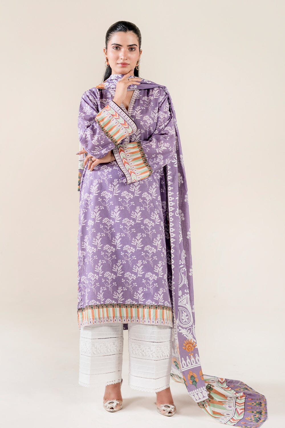 2PC Unstitched Printed Lawn Shirt & Dupatta | KSD-3823 Printed KHAS STORES 