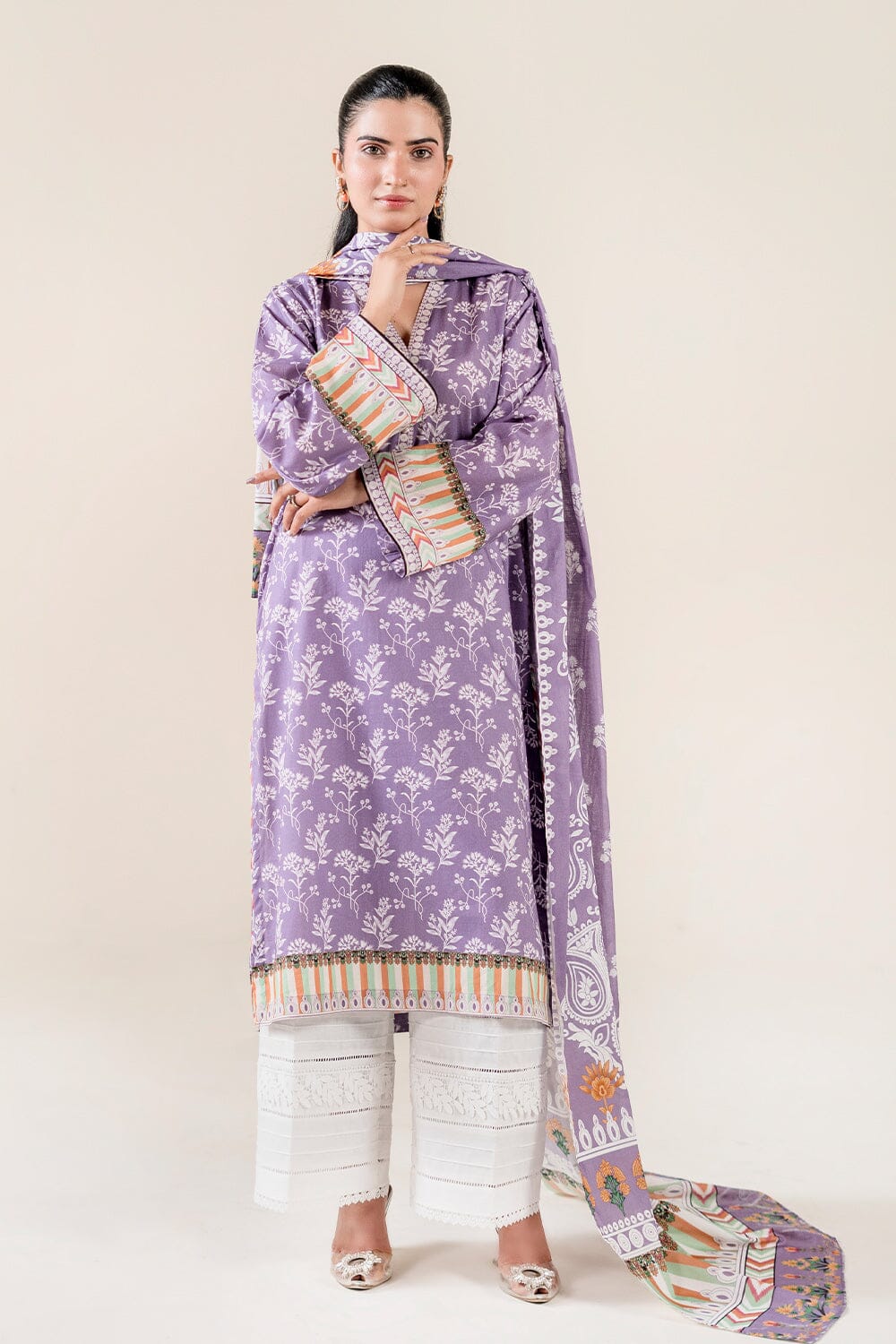2PC Unstitched Printed Lawn Shirt & Dupatta | KSD-3823 Printed KHAS STORES 