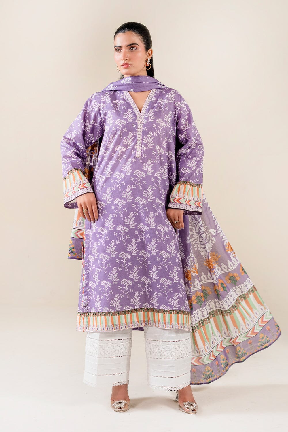 2PC Unstitched Printed Lawn Shirt & Dupatta | KSD-3823 Printed KHAS STORES 