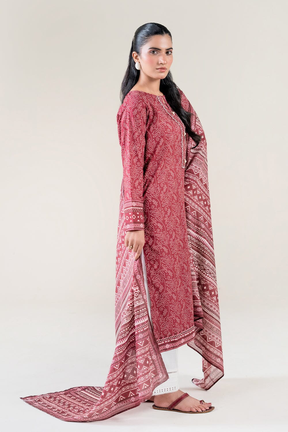 2PC Unstitched Printed Lawn Shirt & Dupatta | KSD-3825 Printed KHAS STORES 