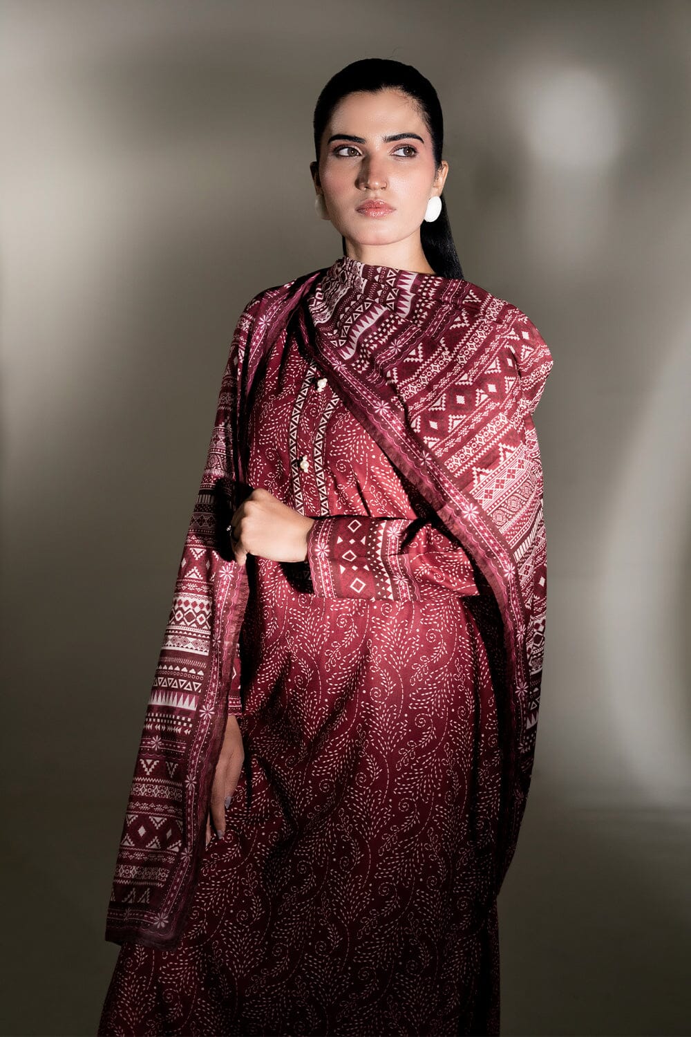 2PC Unstitched Printed Lawn Shirt & Dupatta | KSD-3825 Printed KHAS STORES 