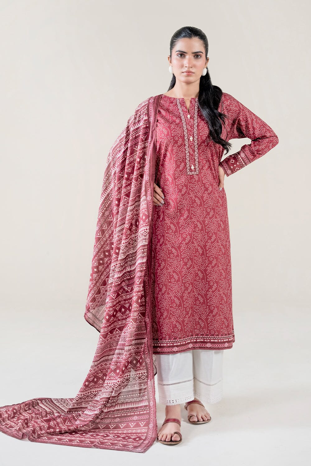 2PC Unstitched Printed Lawn Shirt & Dupatta | KSD-3825 Printed KHAS STORES 