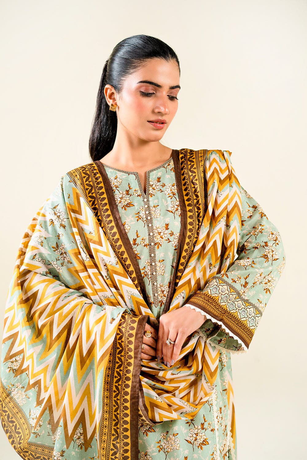 2PC Unstitched Printed Lawn Shirt & Dupatta | KSD-3826 Printed KHAS STORES 