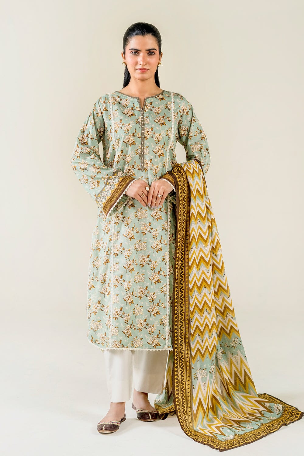 2PC Unstitched Printed Lawn Shirt & Dupatta | KSD-3826 Printed KHAS STORES 