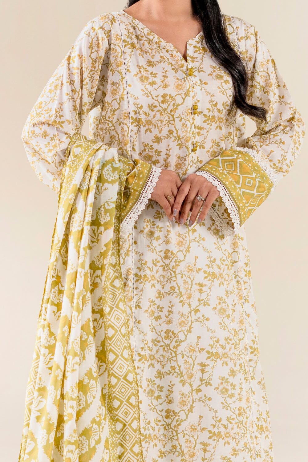 2PC Unstitched Printed Lawn Shirt & Dupatta | KSD-3827 Printed KHAS STORES 