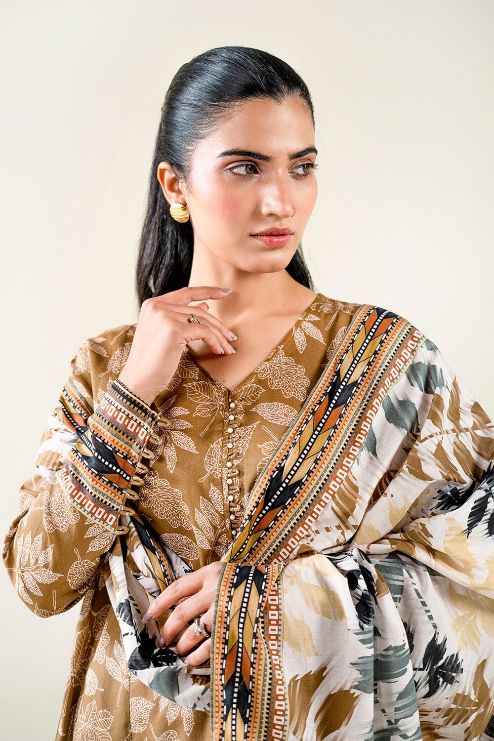 2PC Unstitched Printed Lawn Shirt & Dupatta | KSD-3828 Printed KHAS STORES 