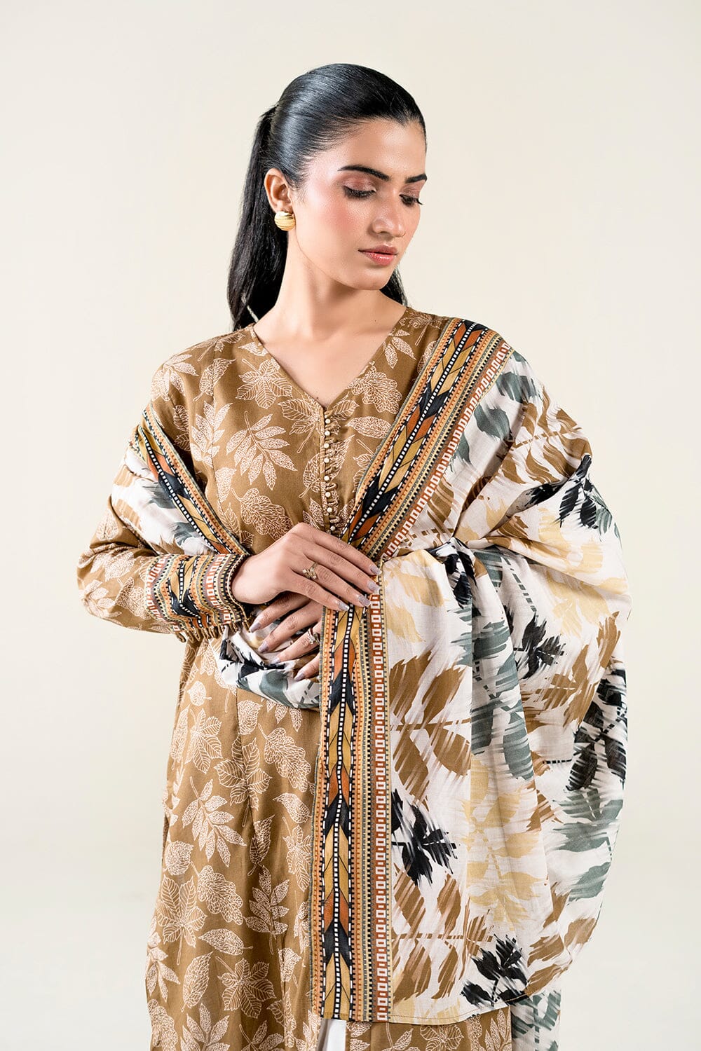 2PC Unstitched Printed Lawn Shirt & Dupatta | KSD-3828 Printed KHAS STORES 
