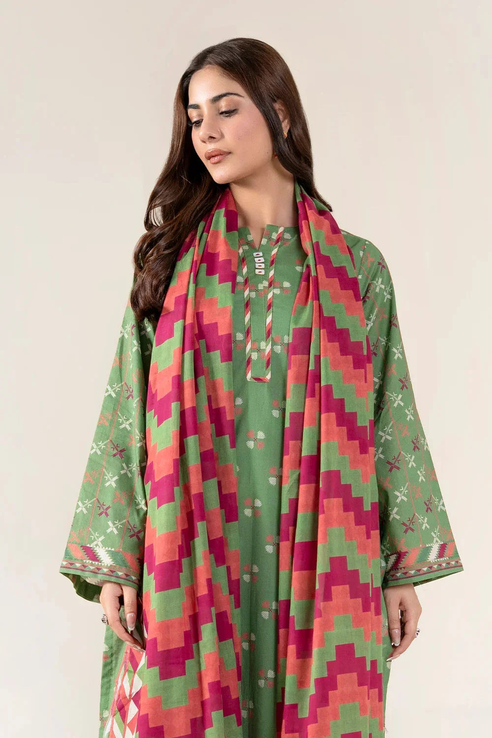 2PC Unstitched Printed Lawn Shirt & Dupatta | KSD-4049 Printed KHAS STORES 