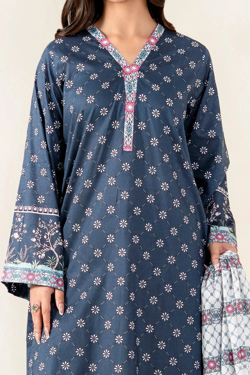 2PC Unstitched Printed Lawn Shirt & Dupatta | KSD-4051 Printed KHAS STORES 
