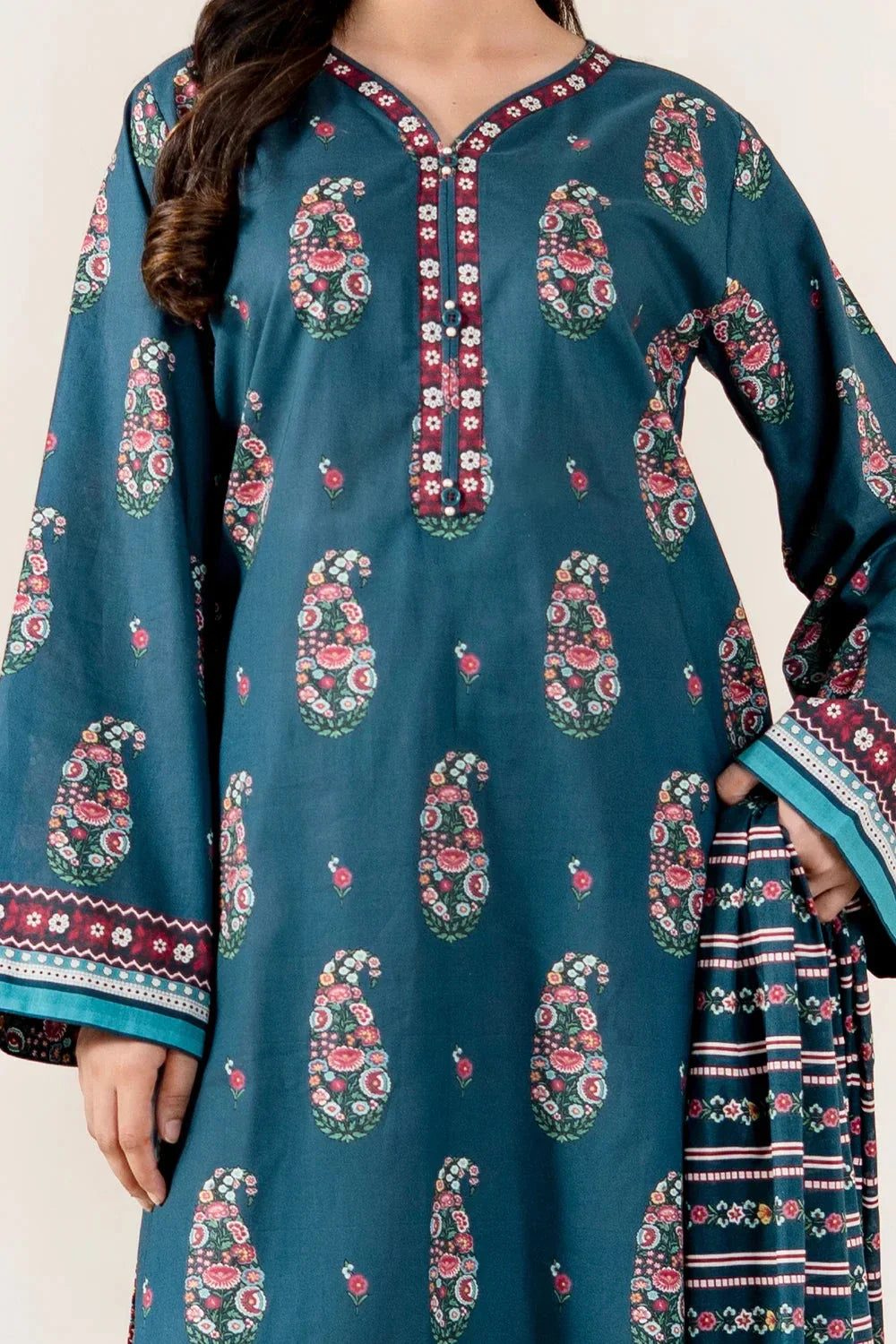 2PC Unstitched Printed Lawn Shirt & Dupatta | KSD-4056 Printed KHAS STORES 