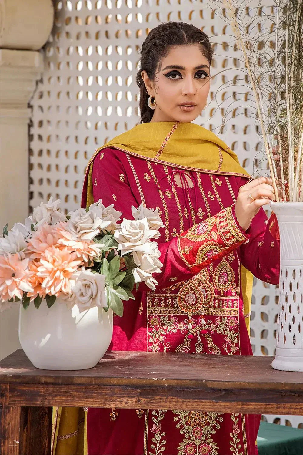 3 Pcs Unstitched Emb Khaddar Suit KKE-1618 KHAS STORES 