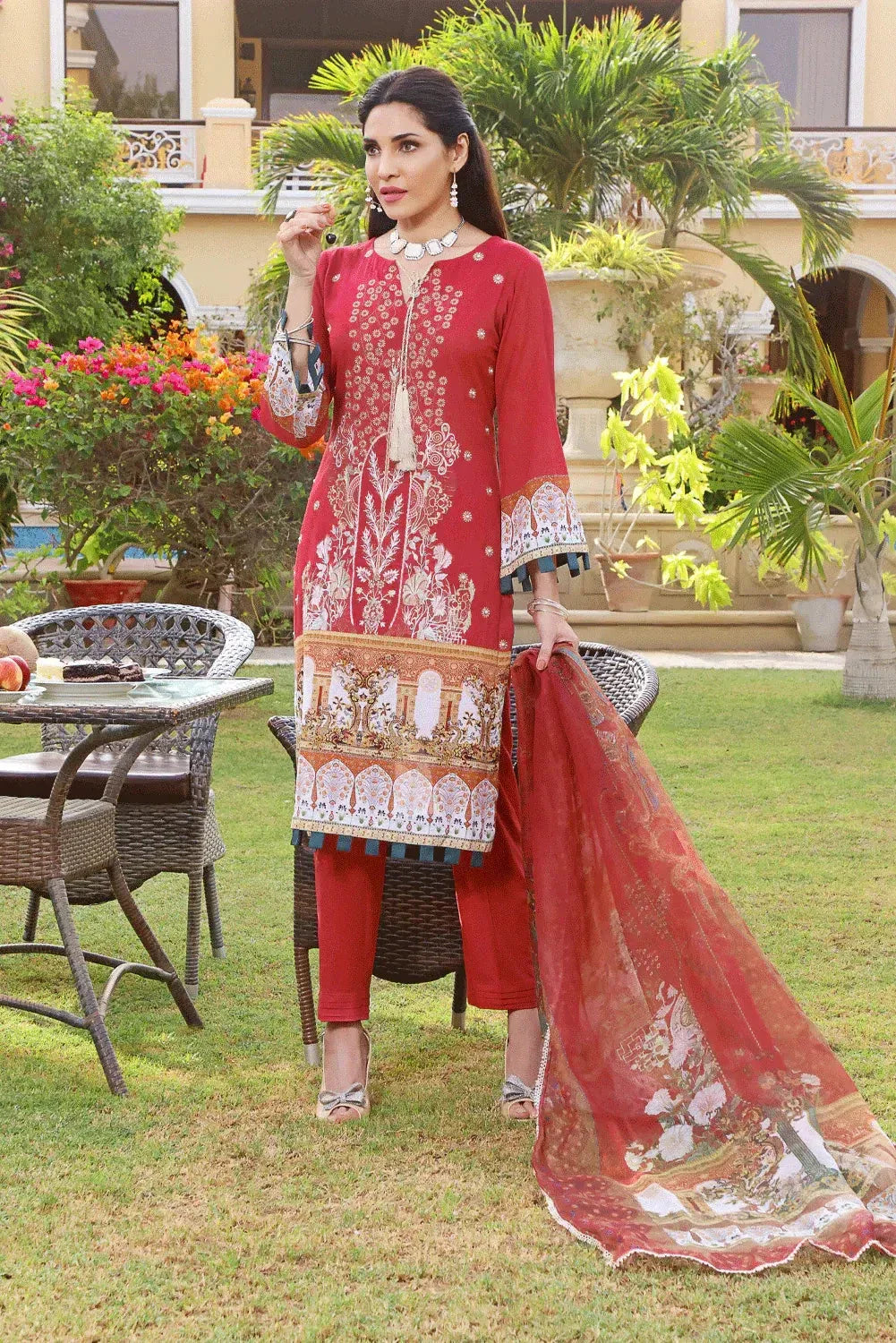 3 Pcs Unstitched EMB Lawn Suit KCNE-1451 Dresses KHAS STORES 