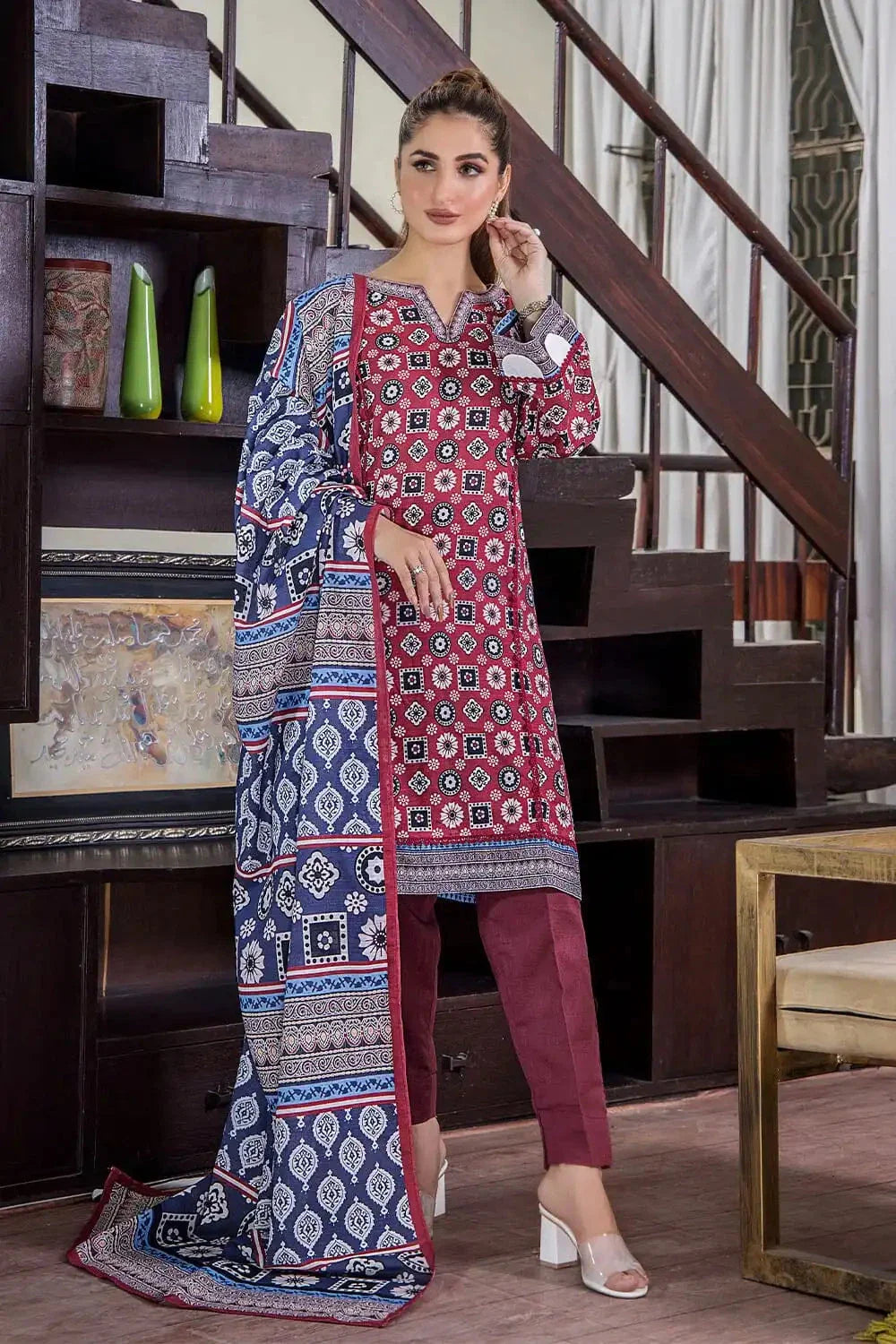 3 Pcs Unstitched Khaddar Suit KKH-2224 KHAS STORES 