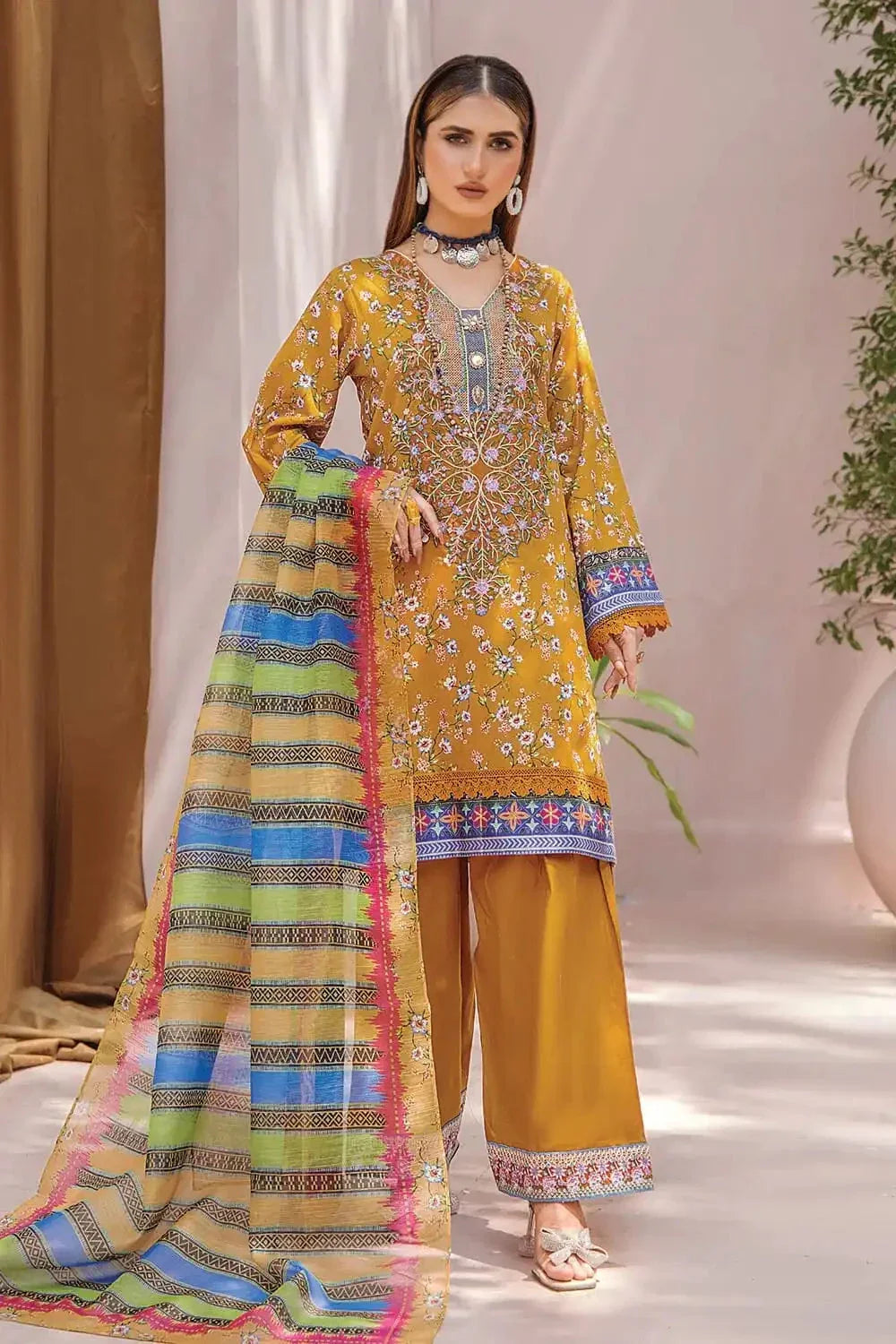 3 Piece Unstitched Emb Cambric Suit KOE-2181 KHAS STORES 