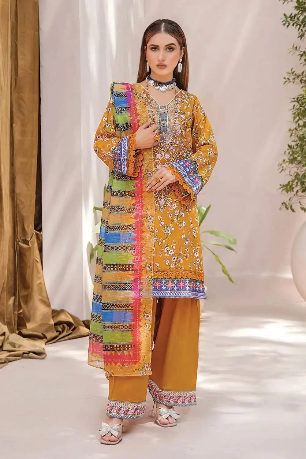 3 Piece Unstitched Emb Cambric Suit KOE-2181 KHAS STORES 