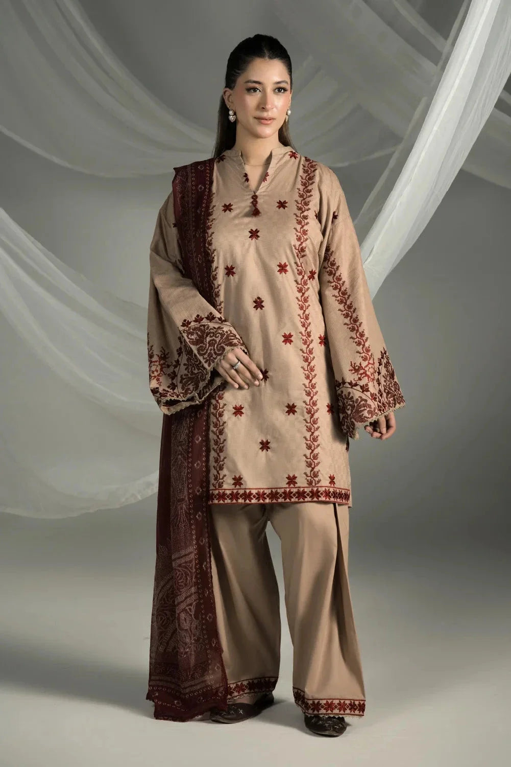 3PC Embroidered Cambric Suit | KCCE-4226 Embroidered KHAS STORES 