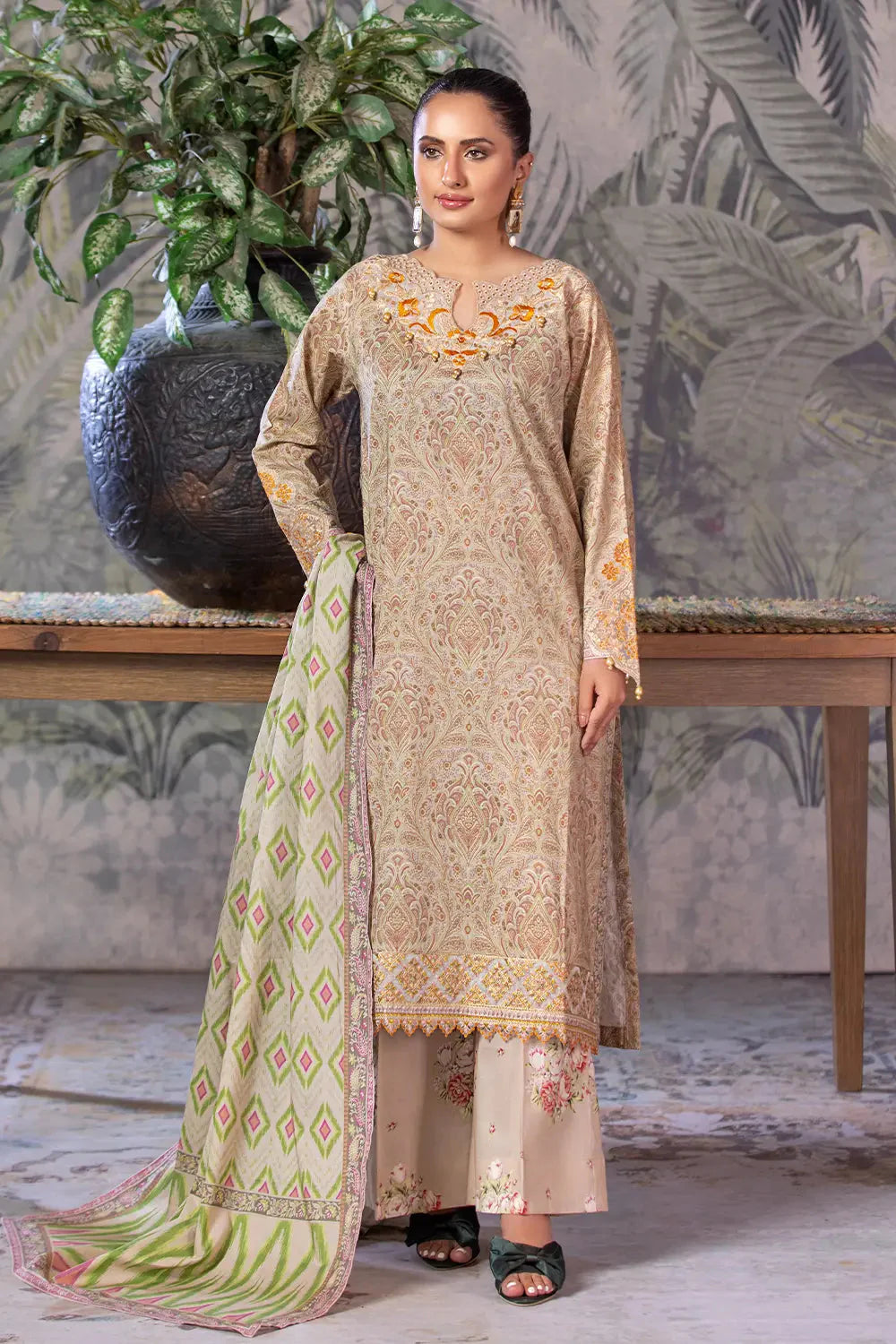 3PC Embroidered Unstitched Cambric Suit KCCE-2844 Embroidered KHAS STORES 