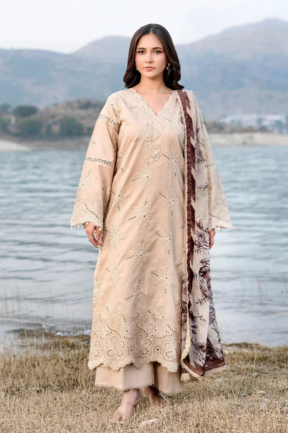 3PC Embroidered Unstitched Lawn Suit | KCE-3794 Embroidered KHAS STORES 