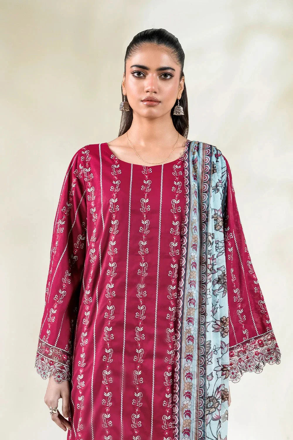 3PC Embroidered Unstitched Lawn Suit | KCE-3807 Embroidered KHAS STORES 