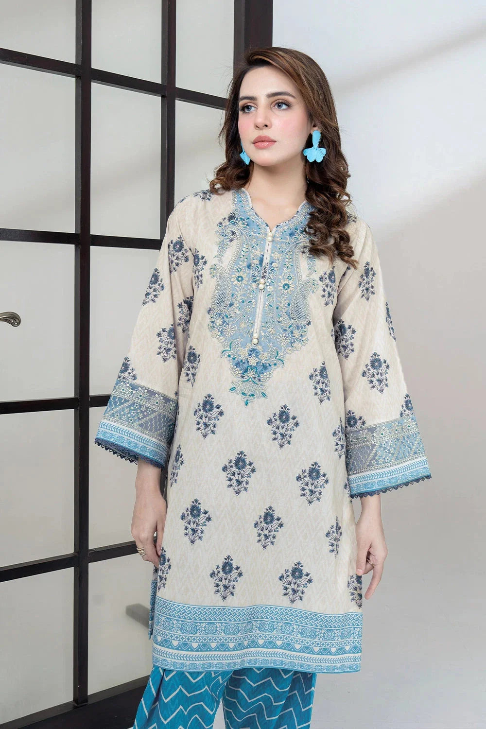 3PC Embroidered Unstitched Lawn Suit KL-3431 Embroidered KHAS STORES 