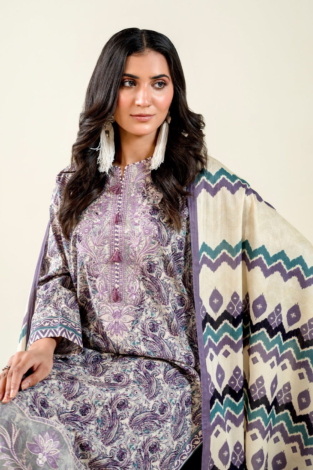 3PC Embroidered Unstitched Lawn Suit | KL-3764 Embroidered KHAS STORES 