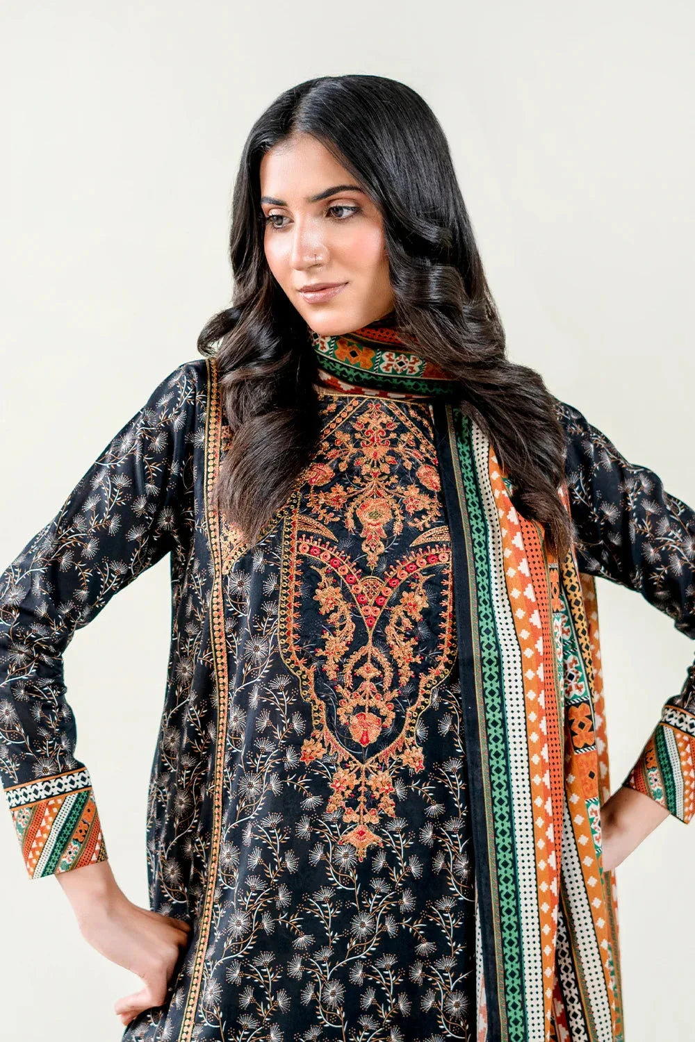 3PC Embroidered Unstitched Lawn Suit | KL-3768 Embroidered KHAS STORES 