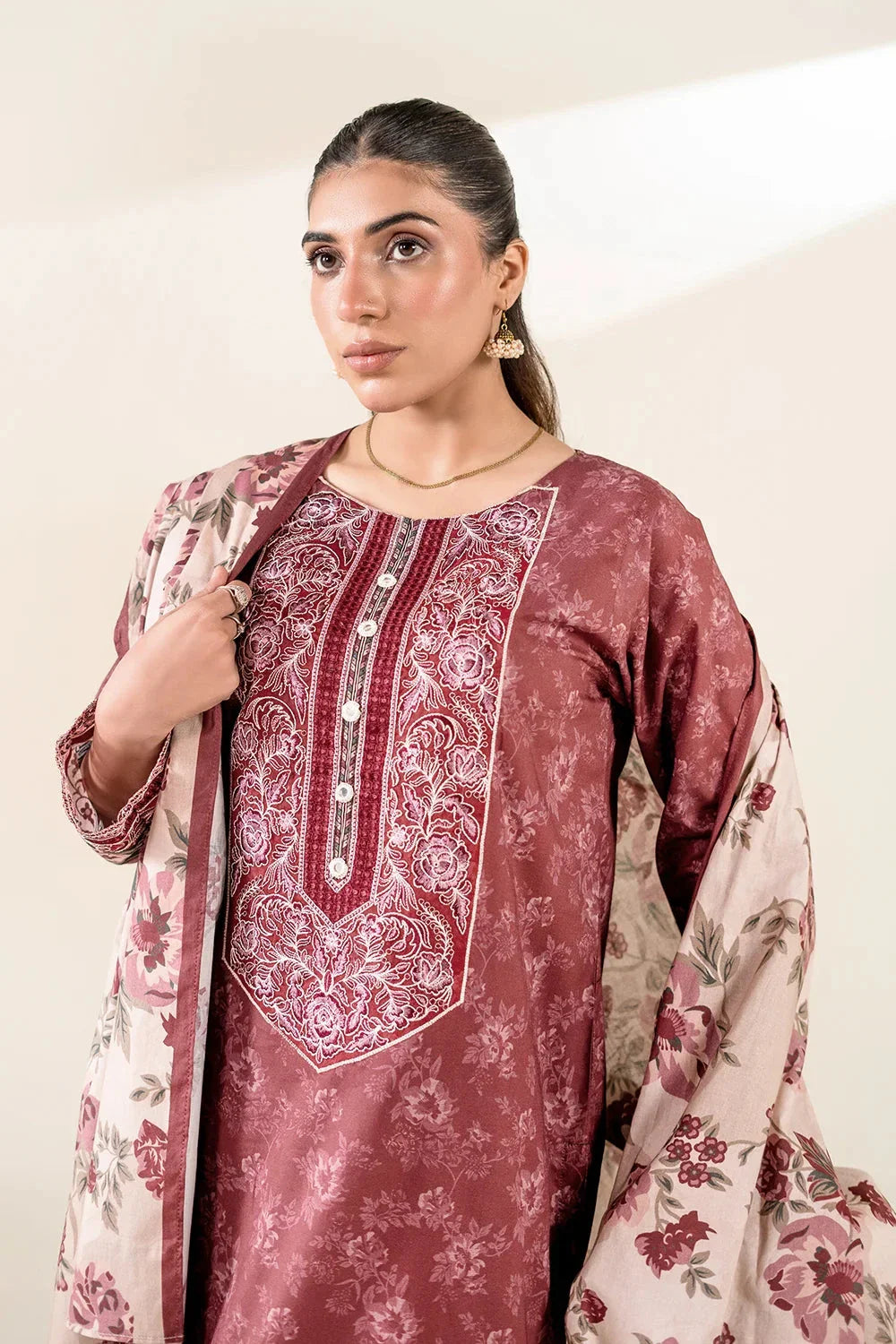 3PC Embroidered Unstitched Lawn Suit | KL-3779 Embroidered KHAS STORES 