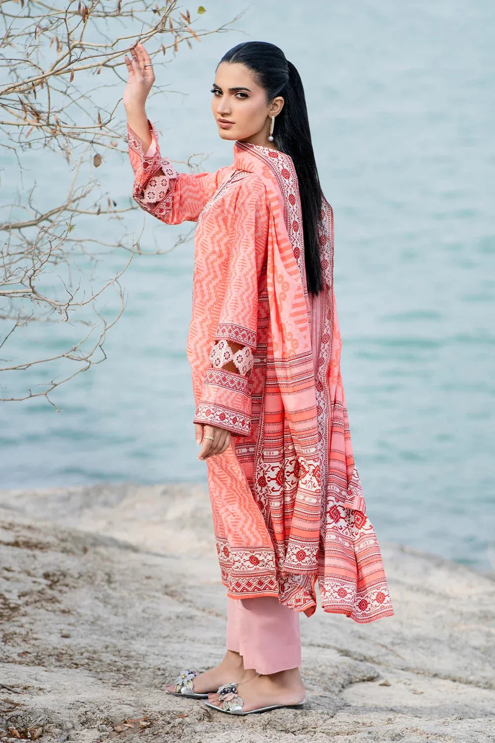 3PC Embroidered Unstitched Lawn Suit | KL-3785 Embroidered KHAS STORES 