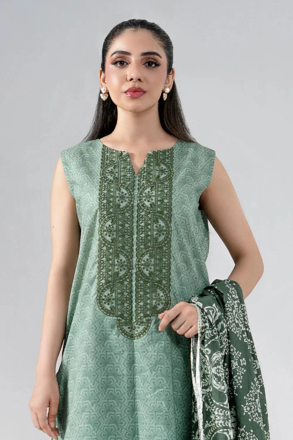 3PC Embroidered Unstitched Lawn Suit | KL-3944 Embroidered KHAS STORES 