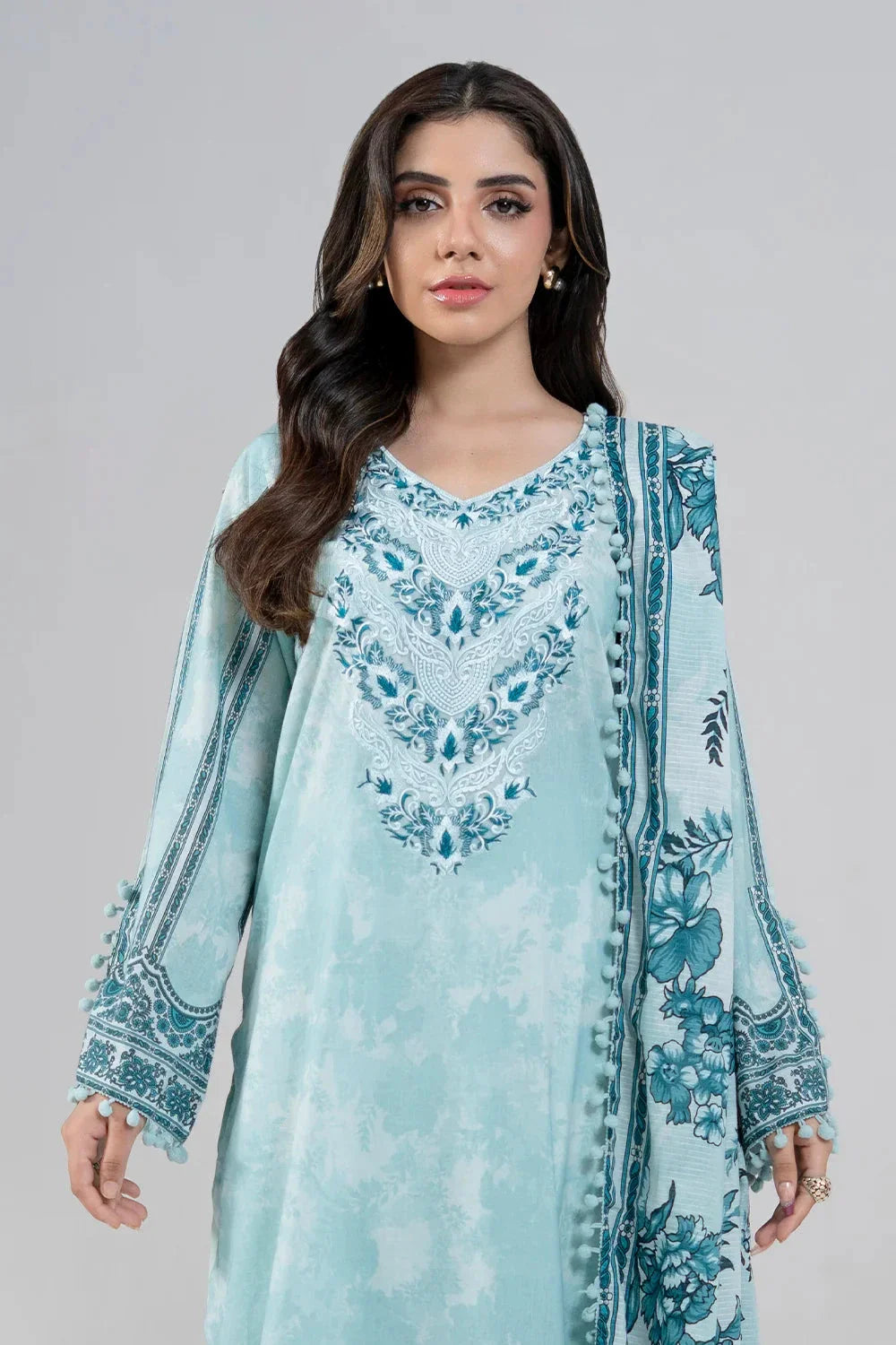 3PC Embroidered Unstitched Lawn Suit | KL-3947 Embroidered KHAS STORES 