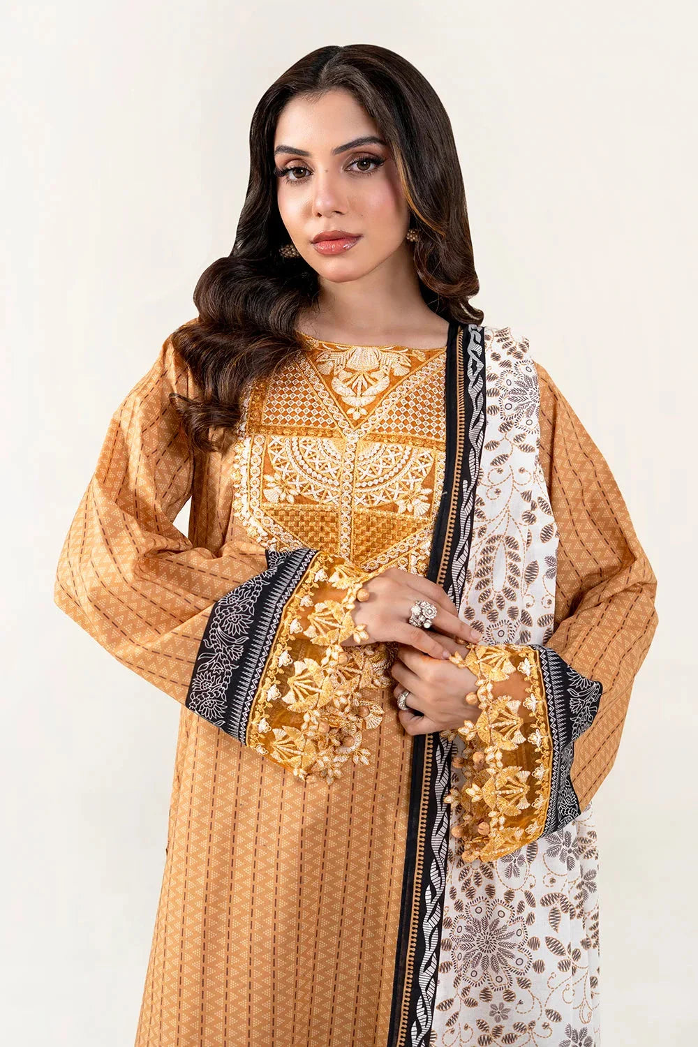 3PC Embroidered Unstitched Lawn Suit | KL-3972 Embroidered KHAS STORES 