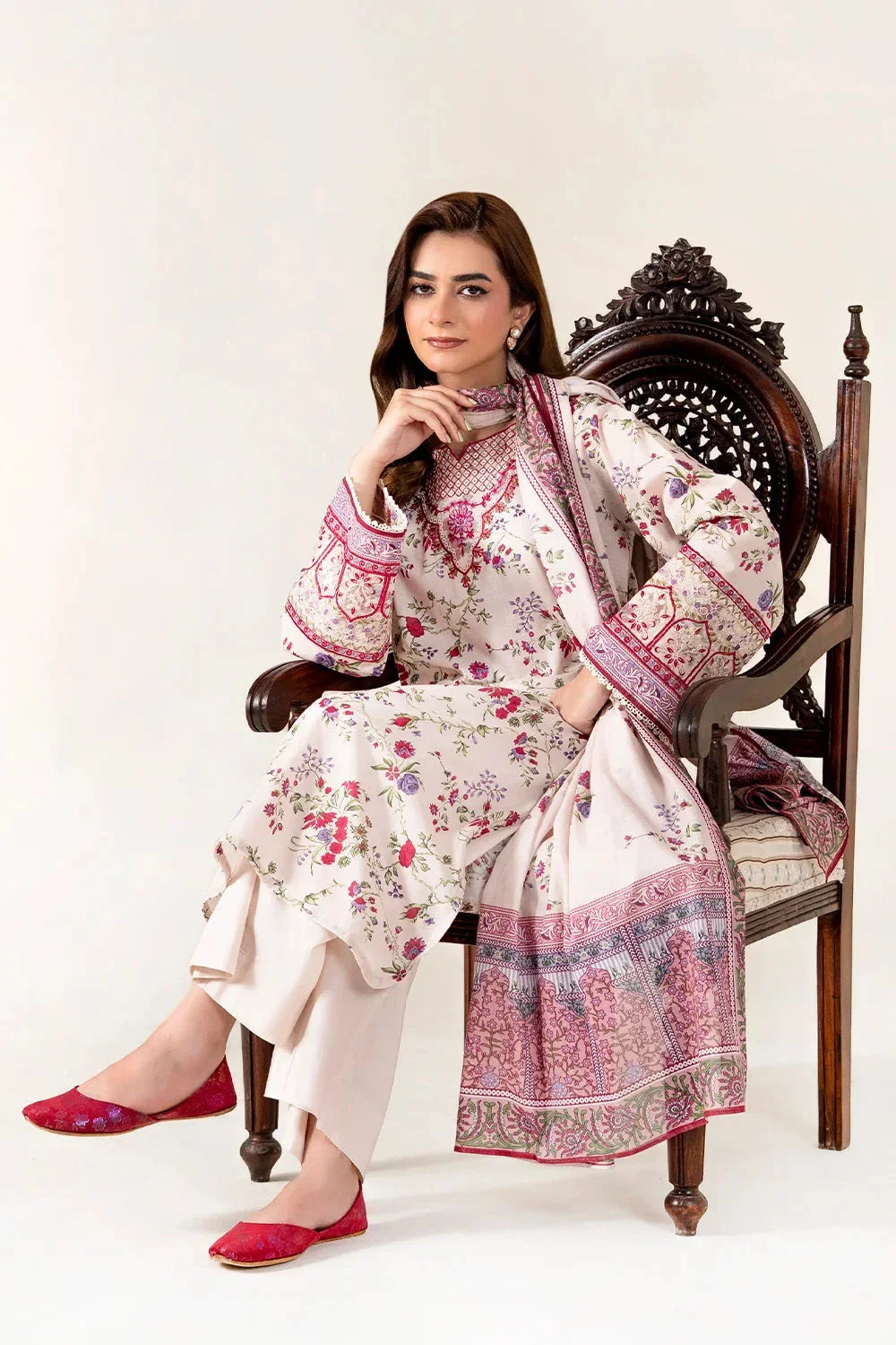 3PC Embroidered Unstitched Lawn Suit | KL-3973 Embroidered KHAS STORES 