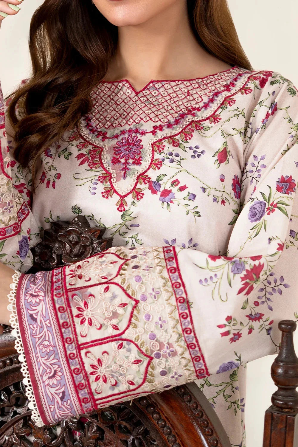 3PC Embroidered Unstitched Lawn Suit | KL-3973 Embroidered KHAS STORES 