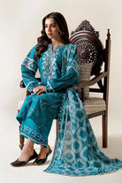 3PC Embroidered Unstitched Lawn Suit | KL-4074 Embroidered KHAS STORES 