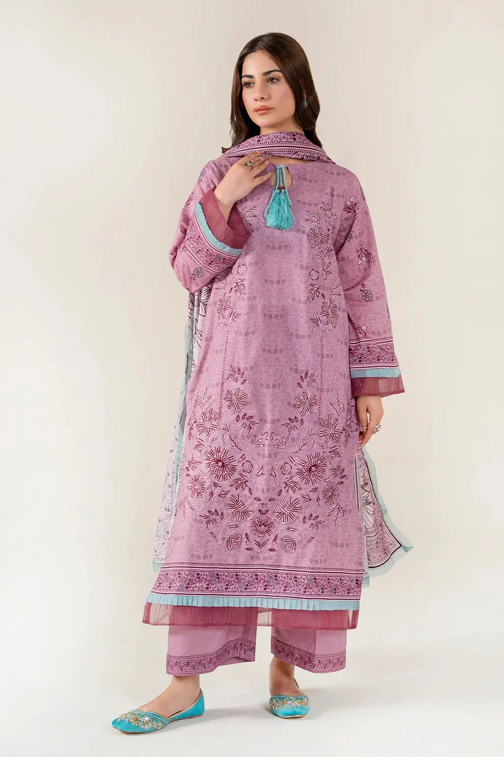 3PC Embroidered Unstitched Lawn Suit | KL-4075 Embroidered KHAS STORES 