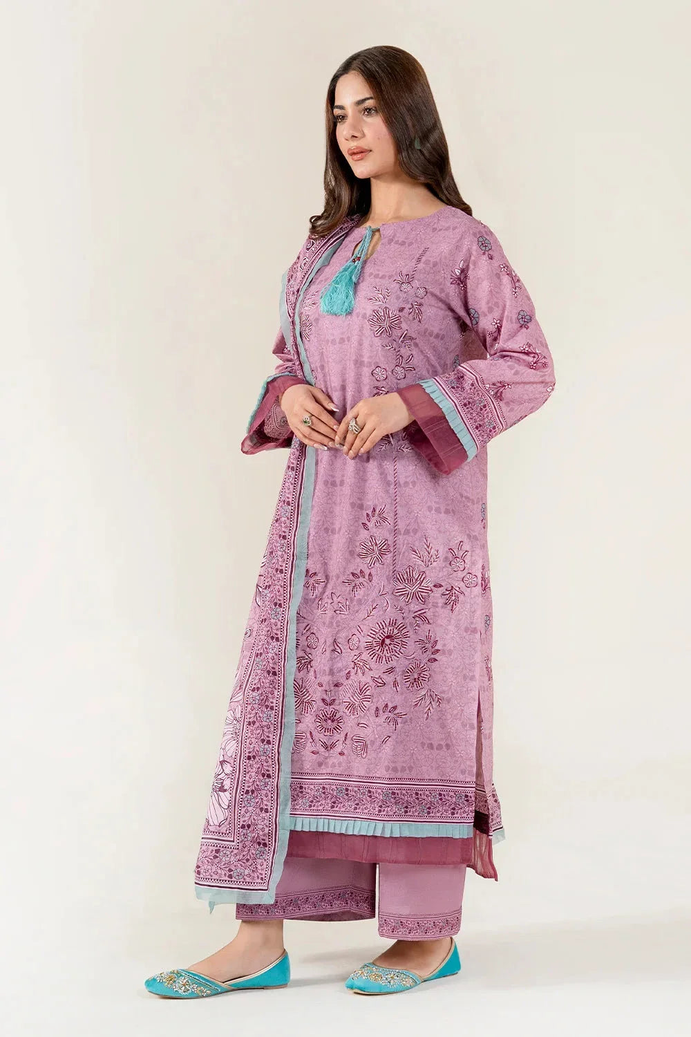 3PC Embroidered Unstitched Lawn Suit | KL-4075 Embroidered KHAS STORES 