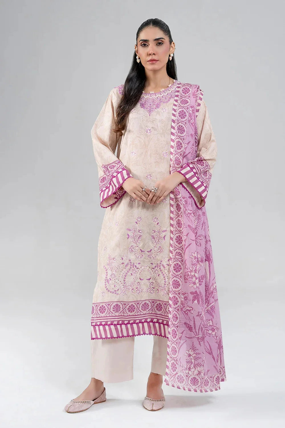 3PC Embroidered Unstitched Lawn Suit | KL-4081 Embroidered KHAS STORES 
