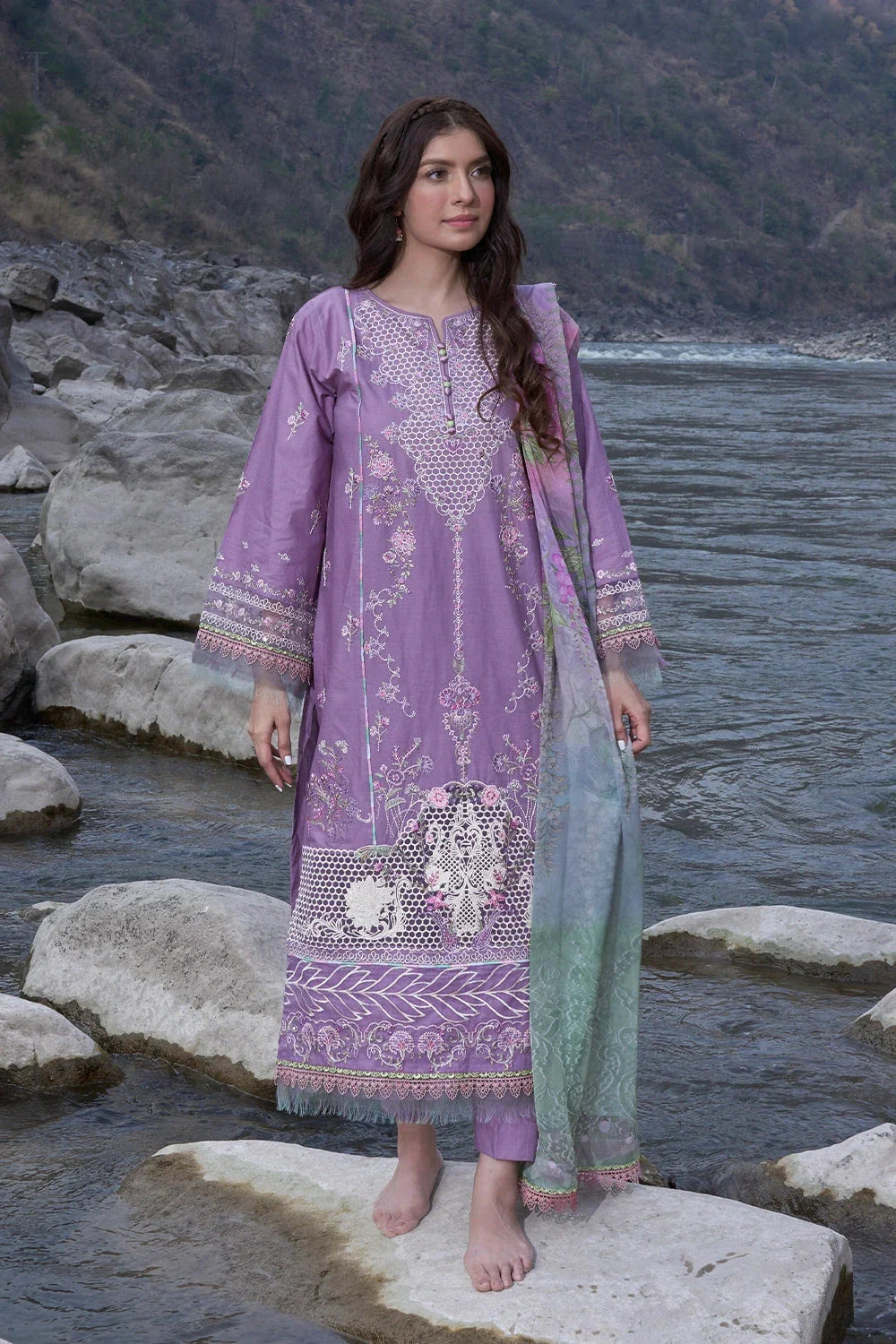 3PC Embroidered Unstitched Lawn Suit KSC-3150 Embroidered KHAS STORES 